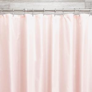 iDesign Anzu Fabric Shower Curtain Water-Repellent and Mold- and Mildew-Resistant for Master, Guest, Kids', College Dorm Bathroom, 72" x 72", Pink