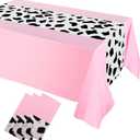 Remagr 3 Pcs 54 x 108 Inch Cowgirl Cowboy Tablecloth for Cow Print My First Rodeo Party Decorations, Western Highland Cow Farm Disco Table Runner Plastic Rustic Table Cover for Birthday Wedding(Pink)