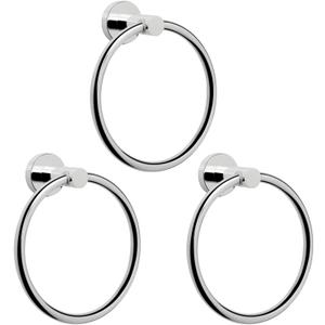 NearMoon Bath Towel Ring, Bathroom Hardware Accessories-Thicken Stainless Steel Hand Towel Holder for Bathroom, Modern Round Towel Hanger Wall Mounted (Chrome, 3 Pack)