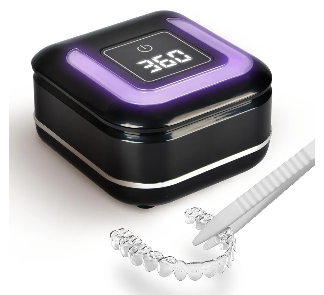 2-in-1 Ultrasonic & U-V Dental Cleaner, 42kHz Deep Cleaning Machine with Digital Timer, 180ml Pod for Retainers, Aligners, Mouth Guards | Viewing Port，Retainer Cleaner Machine