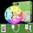 RGB LED Strip Lights for Bedroom, 8ft Color Changing LED Light Strip with Remote Control and PU Coating for Home Decor, Kitchen, Dorm Room, Party, Festival, ETL Listed, Multicolor
