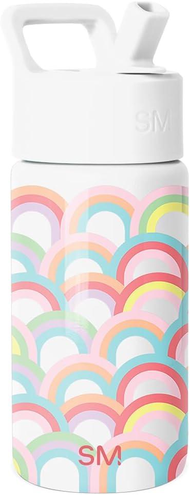 Simple Modern Kids Summit Water Bottle with Straw Lid | 14oz Stainless Steel Cup Insulated Tumbler for Toddlers, School | Rainbow Spark