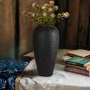 Rustic Large Ceramic Vintage Vase,Matte Black 13.4 Inch Tall Pottery Farmhouse Floor Vase for Living Room Entryway Table Centerpiece Decor,Boho Decor Terracotta Vases for Wedding Housewarming Gift