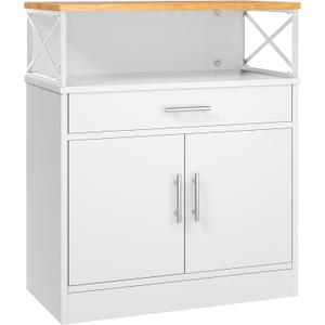 Shintenchi Kitchen Buffet Cabinet with Adjustable Shelf, Modern Kitchen Storage Cabinet,Farmhouse Coffee Bar CabinetWhite (37.6"H)