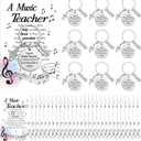 2 x 24 Sets Music Teacher Appreciation Gifts Music Keychain Gifts Bulk Thank You Musical Teachers Cards with Keyring for Women Men Teachers Musical Lovers Party Supplies