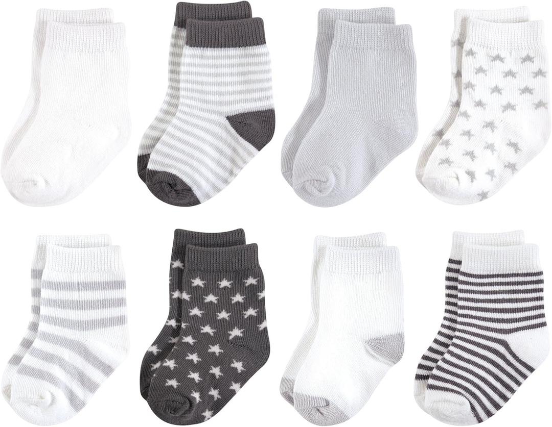 Touched by Nature Unisex Baby Organic Cotton Socks (0-6 Months, Charcoal Stars)