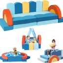 Erament 22Pcs Modular Kids Play Couch for Toddler - Kids Sofa Bed for Playroom, Convertible Furniture Ocean Theme Modular Sofa Building Fort for Inspiring Creativity (Colorful)