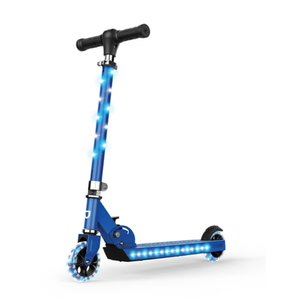 Jetson Jupiter Kick Scooter with LED Lights on Deck and Wheels, Height Adjustable Handlebar and 4 Inch Wheels, Easy Folding Mechanism, Blue
