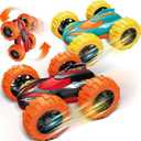 Car Toys for Ages 3-5 Boys, Push and Go Monster Truck Toys for 3 4 5 Year Old Kids, Double-Sided 360 Flip Stunt Car Baby Toy, Sturdy 4WD Cars Toddler Boy Toy, Easter Birthday Gifts for Boys Girls (Orange-yellow Kids' Play Trucks)