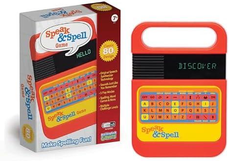 Playmonster Speak & Spell Electronic Game - Educational Learning Toy, Spelling Games, 80s Retro Handheld Arcade, Autism Toys, Activity for Boys, Girls, Toddler, Ages 7+