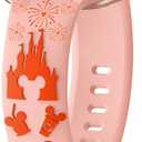 Cartoon 3D Embossed Band Compatible with Apple Watch Bands 40mm 38mm 44mm 45mm 41mm 42mm 49mm Women, Two-Tone Soft Silicone Sport Strap for iWatch Series 10 9 8 7 6 5 4 3 2 1 Ultra (Orange & Pink Sand)