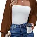 HOTOUCH Women's Cardigan Shrugs Long Batwing Sleeve Knitted Cropped Bolero Open Front Casual Elegant Cardigans for Dresses, Medium