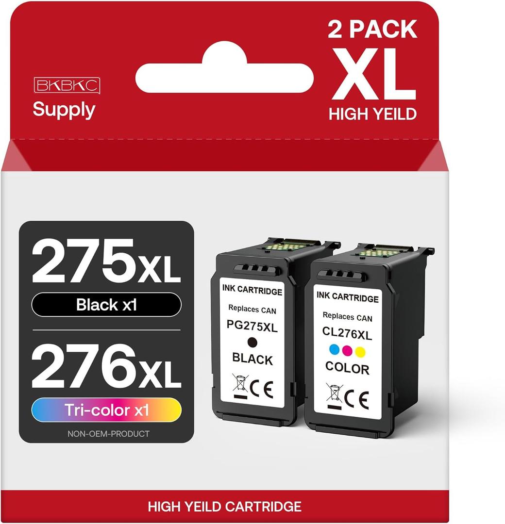 275XL 276 XL Ink Cartridges for Canon Ink 275 and 276 for Canon PG-275 CL-276 Ink Cartridges Compatible for PIXMA TR4720 TS3522 TR4722 TS3500 TS3520 Printers (1 Black, 1 Tricolor)