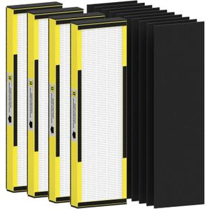 4 Pack FLT4825 HEPA Filter B Replacement Compatible with AC4825 AC4825E AC4300 AC4800 AC4880 AC4900 AC4850, 4 True HEPA Filters & 6 Activated Carbon Pre-filters