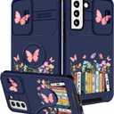 for Samsung Galaxy S22 Plus Case - Women Girls Cute Cover Pretty Teens Girly Flower Books Unique Design with Camera Cover Ring Stand Funda for Galaxy S22 Plus Phone Case