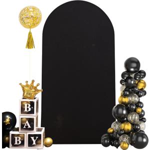 Black Arch Backdrop Cover 7.2FT Spandex Fitted Wedding Arch Stand Covers Round Top Chiara Arch Covers Stretchy Backdrop for Birthday Party Ceremony Banquet Decoration