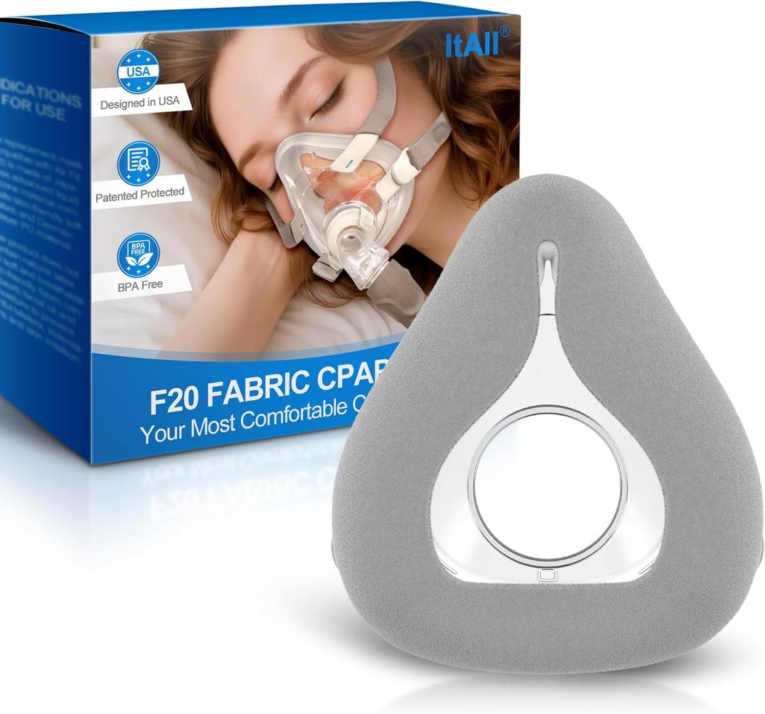 Replacement F20-Style Fabric Mask (Small), CPAP Full Face Cushion - Wrapped by Velvet for Airfit F20 & Airtouch F20, Ultra-Soft Mterial to Reduce Redness, Minimal Pressure & Enhanced Comfort