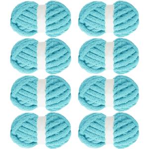 MABOZOO Chunky Yarn for Crocheting 8 Pack,Lake Blue Fluffy Jumbo Chenille Yarn,Soft Plush Yarn Bulky,Giant Thick Fuzzy Yarn for Hand Knitting or Arm Knitting (27 yds,8 oz Each Skein)