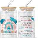 9BUTERFLY Cute, Graduation Castle, Glass Cup Tumbler 16 Oz With Lid And Straw, Graduation Gifts, Cute Bamboo Lid Straw Blue Decorations Glass Cup Heart Coffee Glass Mug Iced