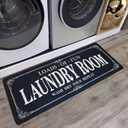ROMAMIGO Non Slip Laundry Runner Rug - Farmhouse Kitchen Floor Mat for Mudroom and Bathroom - Black, 20 X 47 Inches