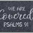 We are Covered Psalm 91 Black Doormat,Door mat Outside Entrace,Front Funny Door Mat Rubber Backing Non Slip Welcome Mats Entryway Embroidered Doormat Indoor Outdoor Floor Mats 30 * 18
