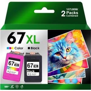 67XL Ink Cartridges Combo Pack Compatible for HP Ink 67 XL Work with DeskJet 2827e 4155e 2800e 2755e 2700 2734e 2855e Envy 6455e 6400e 6000 Printer (Black, Tri-Color)