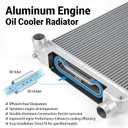 Aluminum Engine Oil Cooler Radiator for Chevy Silverado 1500/Tahoe 2007-2014 5.3L 6.0L 6.2L Direct Fit 13569 Radiator Replacement with Oil Cooler Leak Proof Multi-Louvered Fins