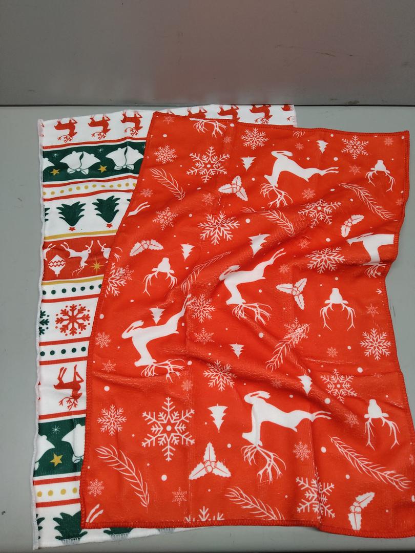 Christmas Hand Towels Set of 2, 28x14 Inch Funny Xmas Snowflakes Red Soft Absorbent Tea Towel Washcloths for Kitchen Bathroom Winter Holiday Home Decor and Gifts (one size)