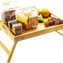 Bamboo Breakfast Tray with Folding Legs - 16.93"12.6" Bed Tray & Lap Tray, Perfect for Eating Meals, Sofa Snacks, TV Watching & Laptop Working(Primary Colors)