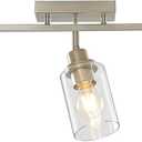 LOUSACE 3-Light Brushed Nickel Track Lighting Kit with Clear Glass, Modern Track Light Fixtures Flush Ceiling Mounted, Tracking Vanity Lighting Rotatable Spotlight for Kitchen Bathroom Accent Shop