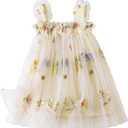 Nileafes Toddler Summer Dress Baby Girl Strap Floral A Line Dress Sleeveless Beach Butterfly Sundress for Toddler Girl (6-12 Months, 07-yellow)