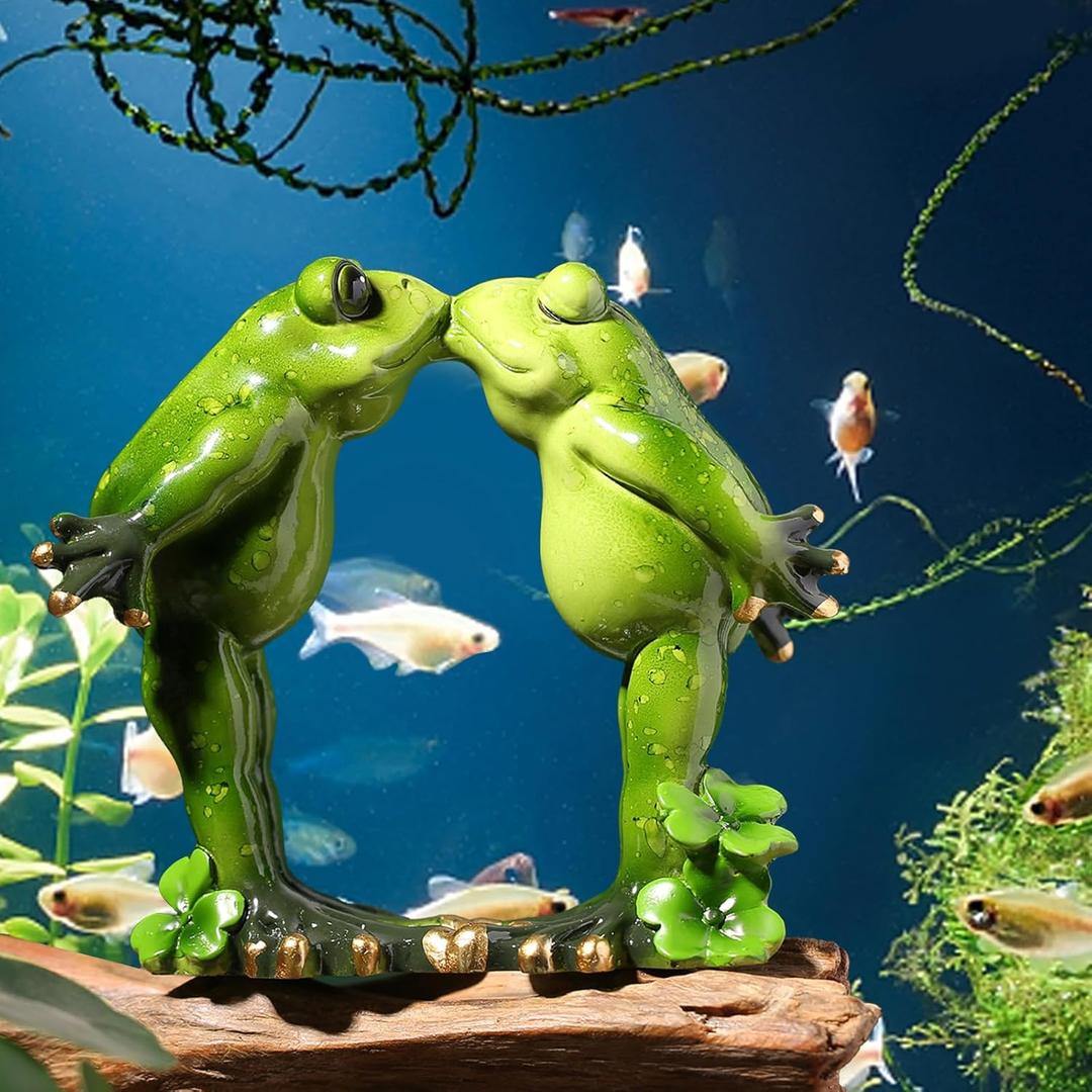 Resin Frog Statue Ornament for Aquarium - Underwater Landscape Figurine Decoration for Fish Tank (Lovely)
