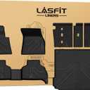 LASFIT Floor Mats&Cargo Mat&Backrest Mats for BMW X5 2019-2025 2026 PHEV(xDrive 50e), Not for Gas, All Weather TPE Custom Fit 1st&2nd Row Full Set Car Mats & Trunk Liner(Only Fit 5 Seats), Black