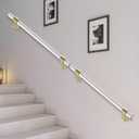 2 Pack Acrylic Handrail for Indoor Stairs, Lucite Transparent Staircase handrail, Wall Mount Railing with Golden Brackets(3.3ft Length Each, 6.6ft for Two,Dia 1.6"/40mm)
