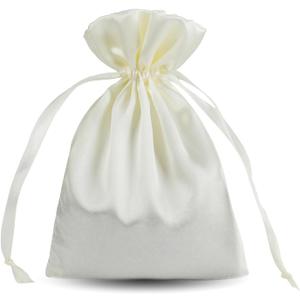 AKLVBL Beige Satin Drawstring Gift Bags 6x9.5 Inches, 50pcs Silk Bags with Drawstring, Party Favor Bags Drawstring Pouch for Baby Shower, Bridal Shower, Christmas, Candy, Jewelry Bags