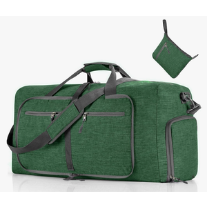 Dimayar 65L Travel Duffle Bag for Men Women - Foldable Duffel Bag with Shoes Compartment - Overnight Bags Waterproof & Tear Resistant(Forest Green)