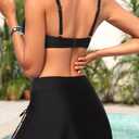 Yonique Women's Underwire Bikini with Swim Skirt - 2026 Tummy Control Two Piece Bathing Suit High Waisted Push Up Swimwear (Black, M)