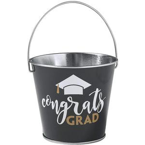 Graduation Metal Pails, fill with Snacks and Treats - Set of 12 - Graduation Party Supplies