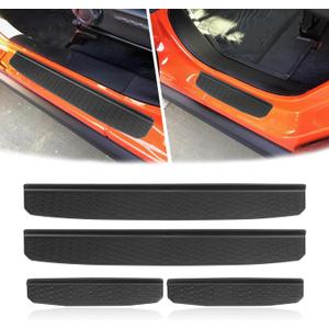 Front & Rear Door Sill Guards Compatible with 2018-2024 Jeep Wrangler JL JLU & 2020-2024 Jeep Gladiator JT, All Terrain Threshold Entry Guard Kit, ABS, 4pcs, Black