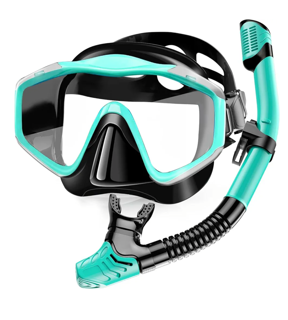 Snorkeling Gear for Adults,Dry-Top Snorkel Set with Tempered Glass,Anti-Fog & Anti-Leak Panoramic Swim Mask, Adjustable Snorkel Kit with Carry Bag for Scuba Diving, Swimming,Travel
