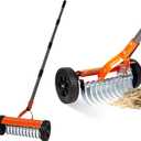 Walensee Dethatching Roller Rake with 76.8'' Adjustable Handle, Lawn Dethatcher Rake with 2mm Stainless Steel Blades,Thatch Remover, Soil Aerator & Loosening Tool for Moss, Leaves, Yard Lawn Care