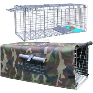Anmials Trap Cage with Cover, Trap Cages Cover with Mesh Window for 1-2 Door Humane Animal Trap Cage 32 x 10 x 12inch