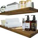 BGMG Wood Floating Shelves 24 inch, Wide Rustic Wooden Wall Shelves for Bathroom Living Room Bedroom Kitchen Farmhouse Set of 2-24x 6.7 x1.25 inch - Walnut Color
