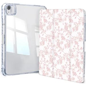Case for iPad Air 11 inch M3 (2025) / M2 (2024), iPad Air 5th (2022) / 4th Generation (2020) 10.9 Inch, iPad Pro 11" 2018 1st,Trifold Clear Back Cover with Pencil Holder & Auto Sleep/Wake Cover