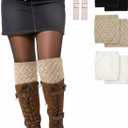 Coume 2/3 Pairs Extra Large Women Boot Cuffs Socks Crochet Winter Warm Knitted Wide Calf Short Boot Topper Gifts Leg Warmers (Classic)