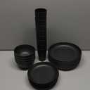 Teivio 32-Piece Kitchen Plastic Wheat Straw Dinnerware Set, Service for 8, Unbreakable Modern Dish Set - Dinner Plate/Dessert Plate/Cereal Bowl/Cup, for Apartment Essentials, Outdoor Camping,Black