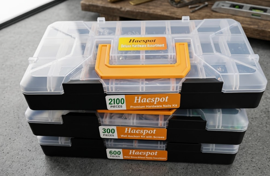 Haespot 2900 Piece Bolt and Nut Hardware Assortment Kit with Diverse Bolts, Screws, Washers & Nuts–DIY-Friendly, 3-Tier Storage for Home Projects