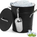 YOUEON 4L Ice Bucket with Scoop and Lid, Double Walled Insulated Wine Bucket Chiller with Carry Handles, Beverage Tub for Cocktail Party, Camping, BBQ, Indoor & Outdoor Use, Black