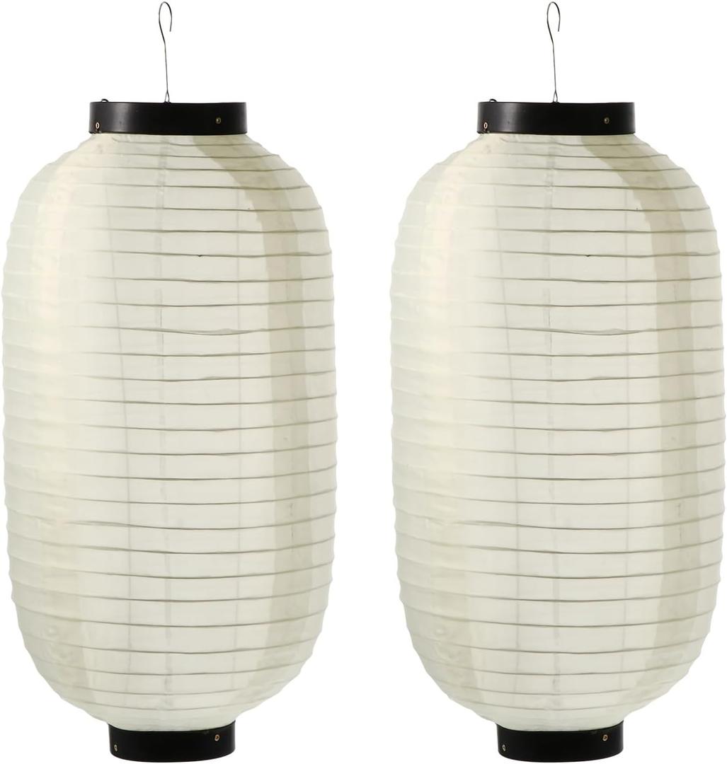 2pcs Traditional Japanese Style Outdoor Asian Silk Lights 10inch Decorative Hanging Lamp DIY Sushi Hanging Decorations Waterproof Beige