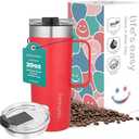 Life's Easy 20oz Stainless Steel Mug w/ Handle - Double Wall Insulated Travel Tumbler w/ Flip Lid - Leak Proof Tumbler-Thermal Cup for Coffee, Tea & More - Keep Hot & Cold Drinks (Red, 20 oz)